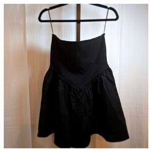 Cotton On Black Tube Mini Dress Strapless‎ Ruffle Hem Party Cocktail